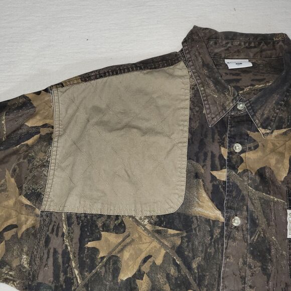 Vintage Columbia Size XL Shirt Mens Medium Brown Camo Shooting Vented Hunting - Picture 11 of 16